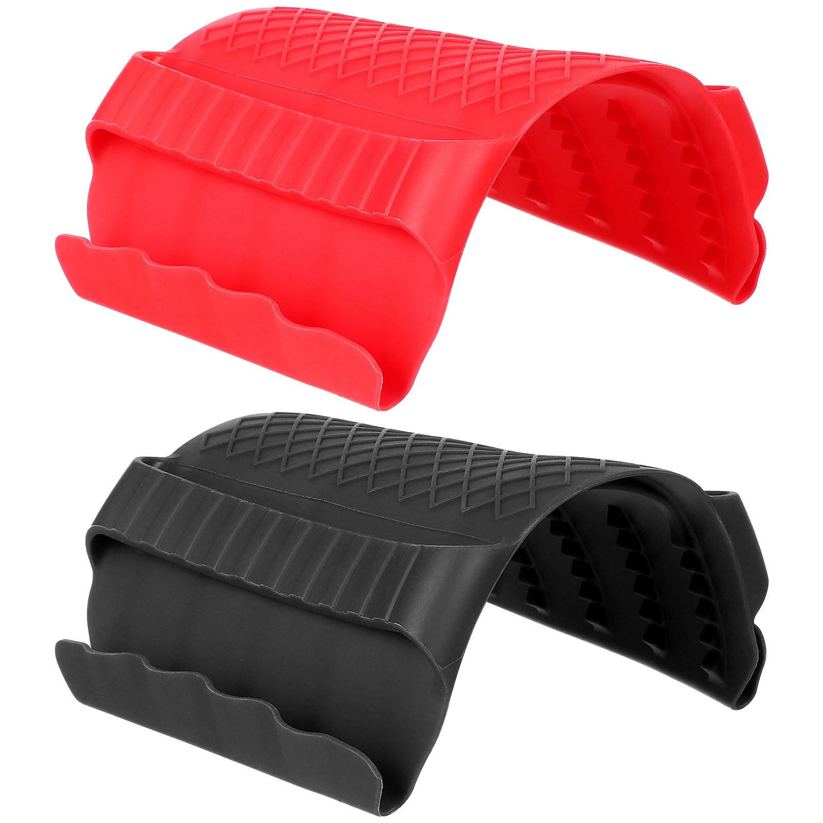 

2pcs Cutting Protector Kitchen Tool for Bread Prep Black Red Silicone Finger Guards Chop Guard Easy Clean Long Lasting