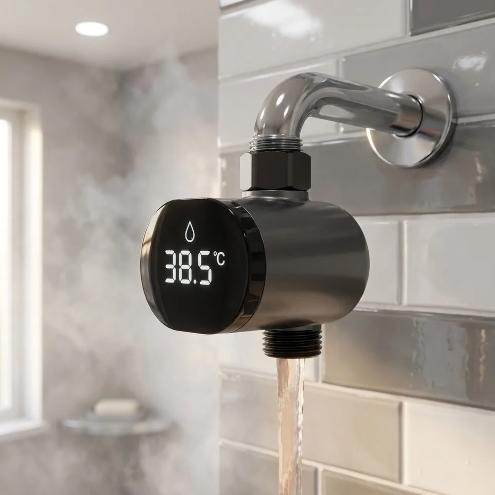Color Changing for Shower Head Bathtub Black for Shower Thermometer Water Flow Power Generation Color Changing Indicator