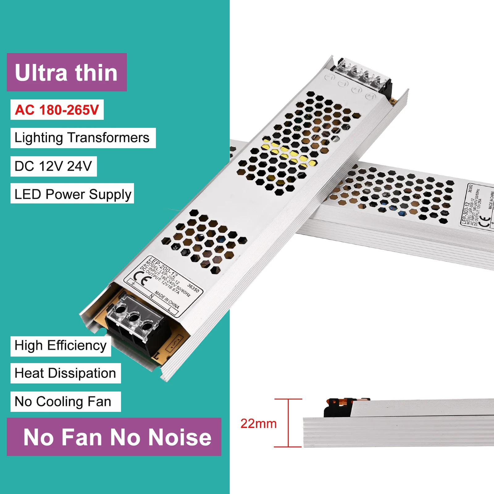 Ultra Thin Switching Power Supply AC180-260V To DC12V-24V LED Lighting Transformers 60W 100W 150W 200W 300W 400W LED Driver
