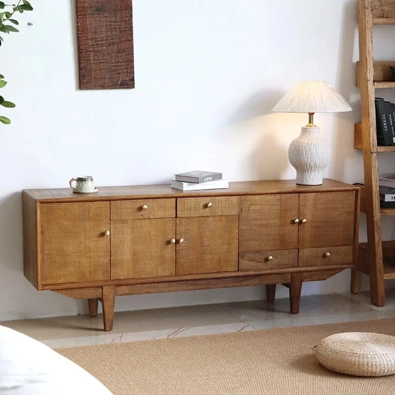 

FD Средневековый шкаф для телевизора, шкаф для хранения из цельного дерева в гостиной, японский обеденный боковой шкаф в стиле ретро, задний шкаф для дивана