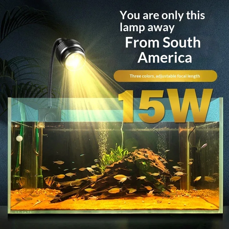 Adjustable Aquarium Spotlight - Dimmable & Focusable LED Light for South America Tank, Plant/Flowerhorn Use (CE Certified)