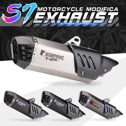 Universal 51mm Motorcycle Exhaust Pipe, modified carbon with DB killer for S7 GSX250R, R25, z750, mt15, duke250