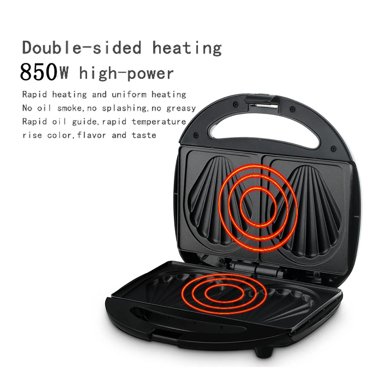 Madeleine Maker Double Sided Heating Anti Stick 850W Electric Madeleine Machine Anti Scald Handle for Breakfast Seashell