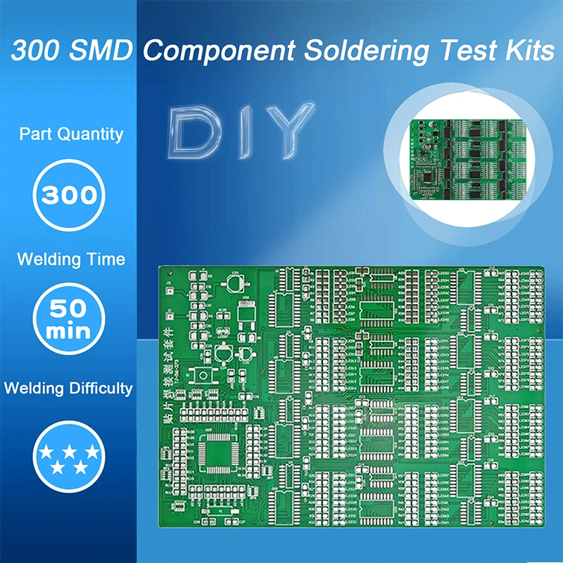 300 SMD Component Welding Test Kit ad alta intensità Practice Board Skills Competition PCB Welding Training