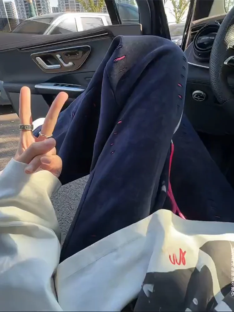 

Американские цветные спортивные штаны Blo, мужские и женские прямые брюки-ножи, тяжелые драпированные повседневные брюки с эффектом похудения