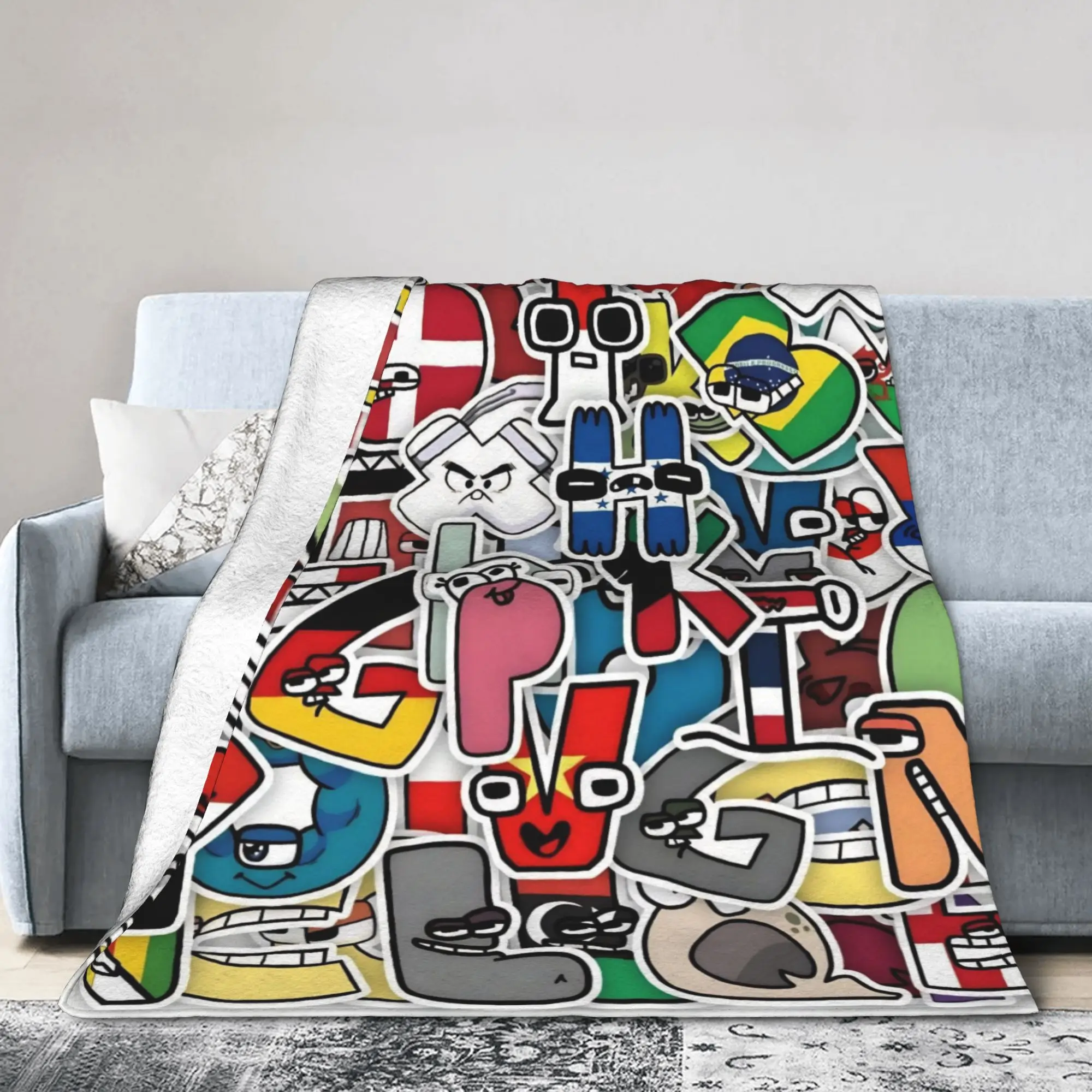 Alphabet Lore English Cartoon Blankets Villain Letters Fuzzy Awesome Breathable Throw Blanket for Home Textile Decor Car