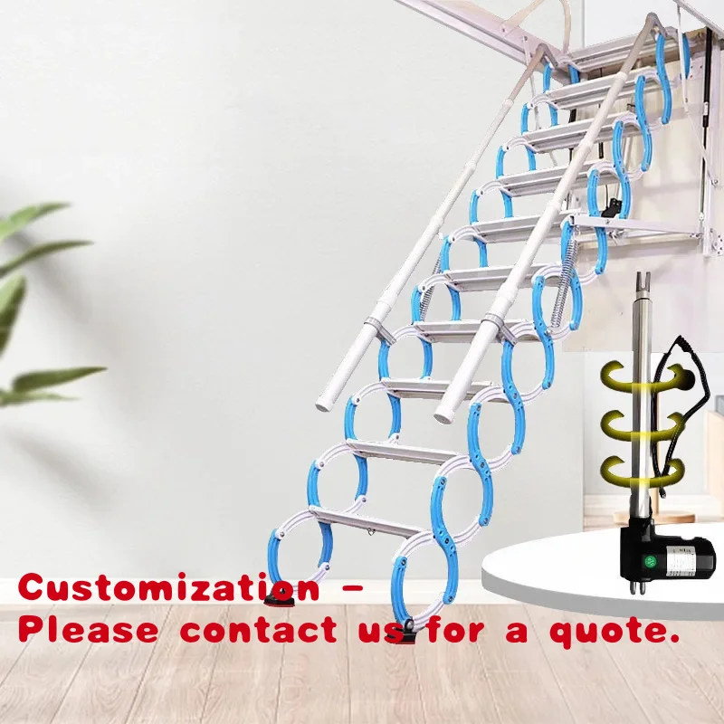 Customize.2025 Hot Sale Aluminum Telescopic Attic Ladder Auto Pull Down Stairs Loft