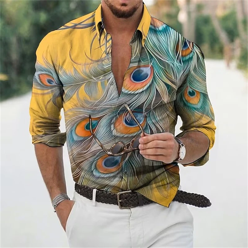 

Summer Hawaiian Shirts For Men 3d Print Animal Long Sleeve Shirt Beach V-neck Oversized Tops Tee Shirt Homme Man Animal Clothing