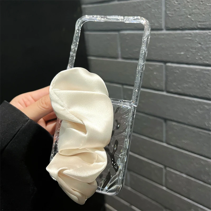 For Xiaomi Mix Flip Luxury Transparent Water Ripple Silk Wrist strap Phone Case Cover_voghion.com