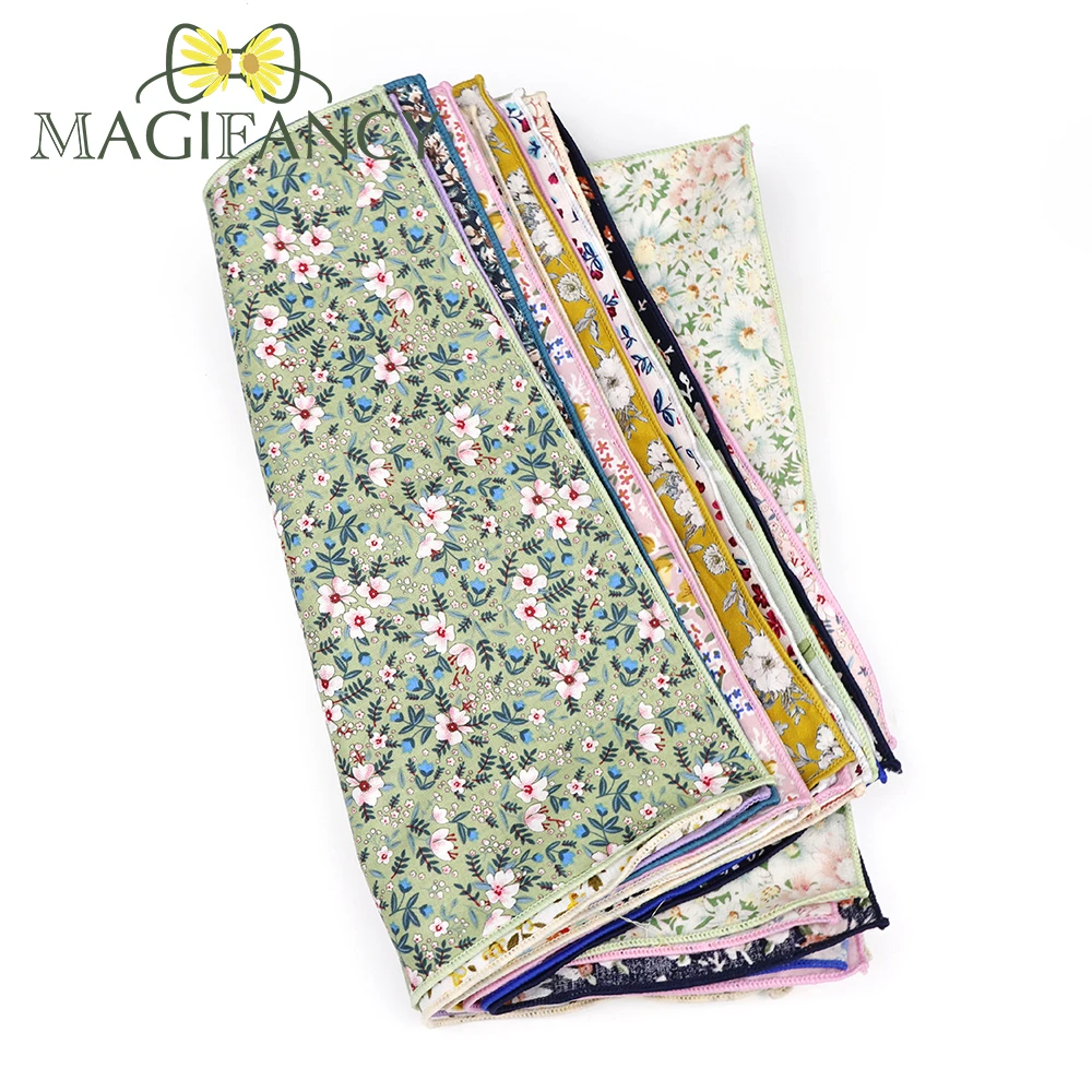 22 Colors Floral Handkerchief 24cm Hanky 100% Cotton Women Men Wedding Party Daily Suit Pocket Square Gift Tuxedo Tie Accessory