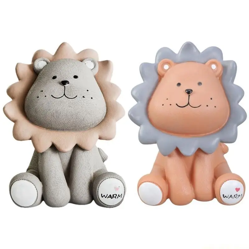 QX2E Cartoon Lion Piggy Banks Kid Children Money Box for Living Room Home Decorations