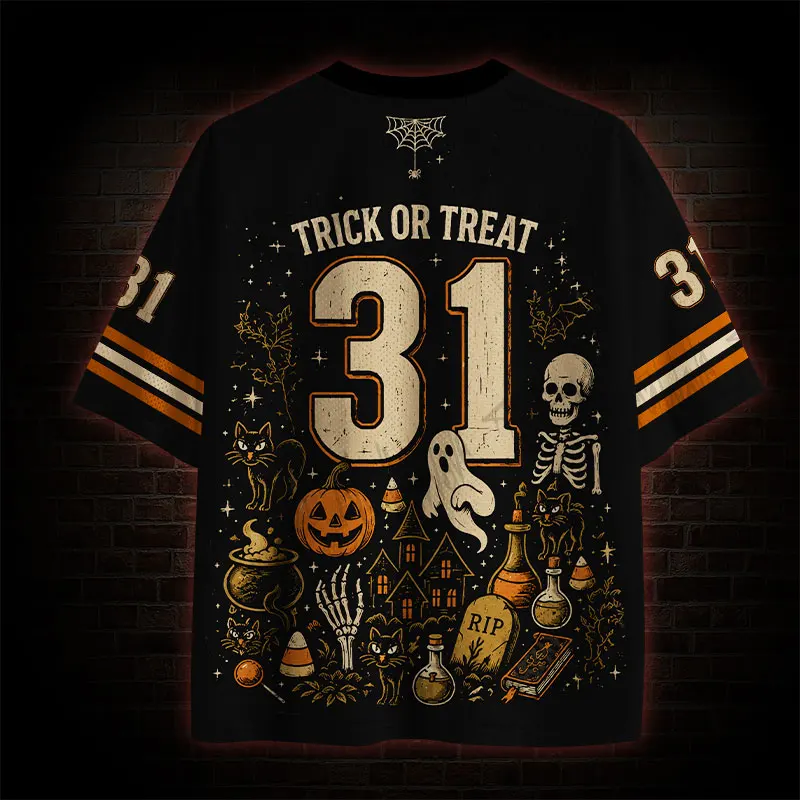 Halloween Limited V-neck Short Sleeved Shirt, Horror Night Pumpkin Head Short Sleeved Shirt,Trendy Sportswear,Full Print T-shirt