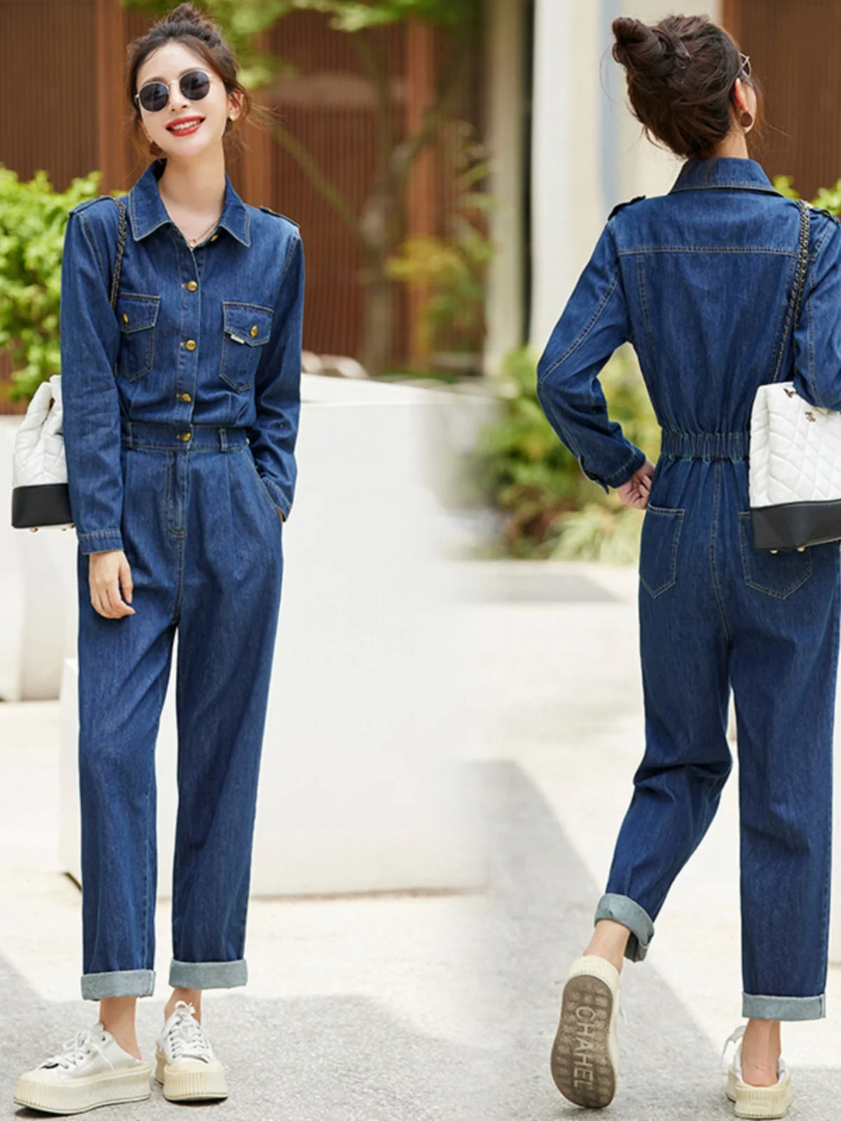 Slimming Slim Fit Denim Onesie for ort Women Spring Autumn New Sle Hong Kong Sle Loose Casual Pants Women's Clothing