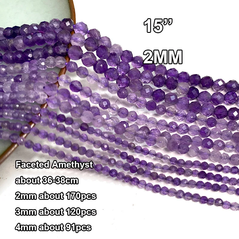 Natural Stone Amethyst Quartz Loose Round Square Rondelle Spacer Beads for Jewelry Making DIY Bracelet Earrings Accessories