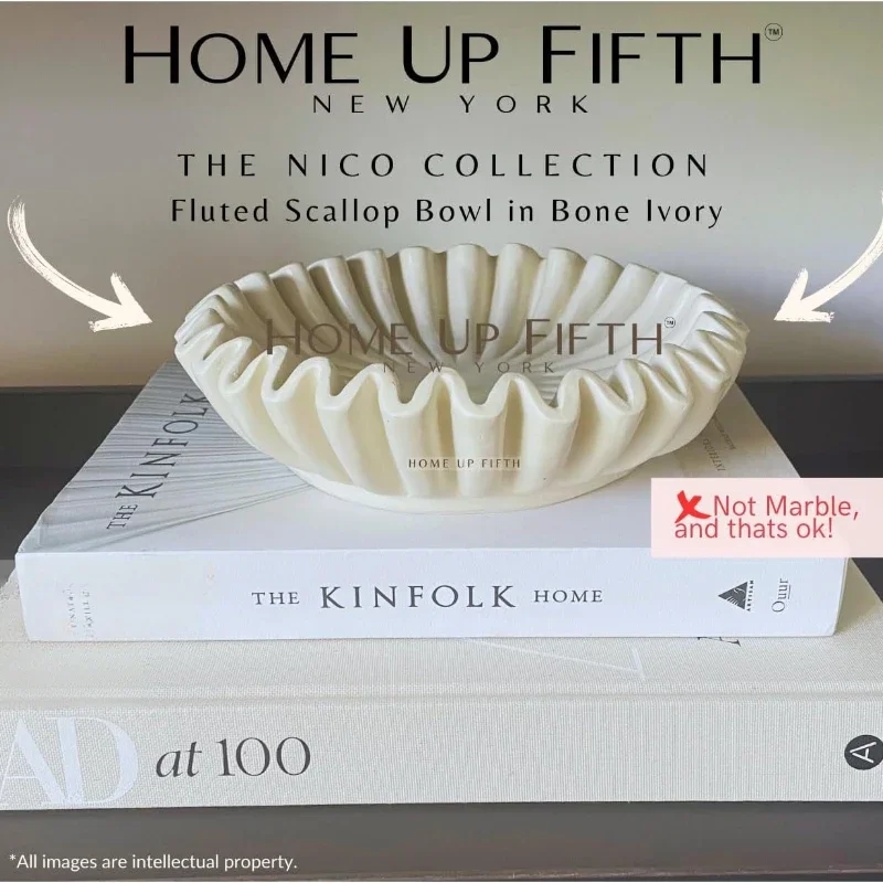 Flute Edge Decorative Bowl, Living Room Design, Coffee Table, Bookshelf, and Console Table Design Decorations Home Accessories