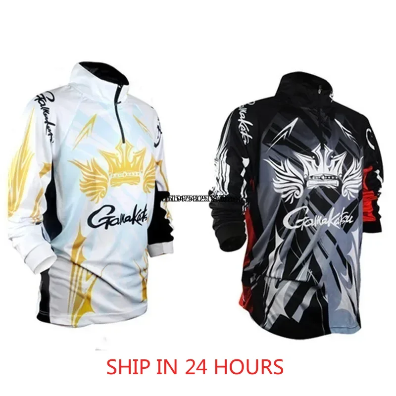 Fishing Jerseys Summer Outdoors Sunscreen Cool Feeling Quick Dry Mesh Long Sleeve Fishing Clothing Stand Collar Shirts