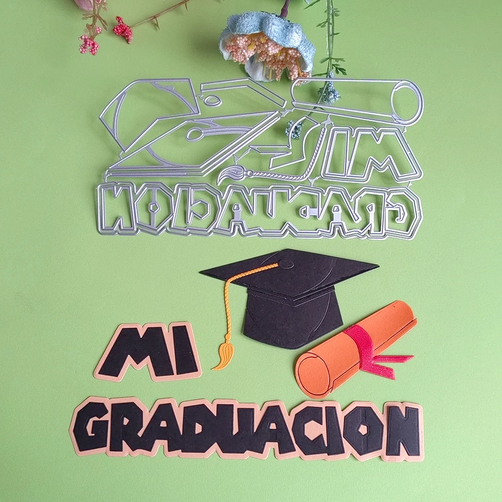 EXQUISITE SPANISH MI GRAD LIACION cutting dies for English letters, scrapbooks, reliefs craft stamps, photo album puzzl