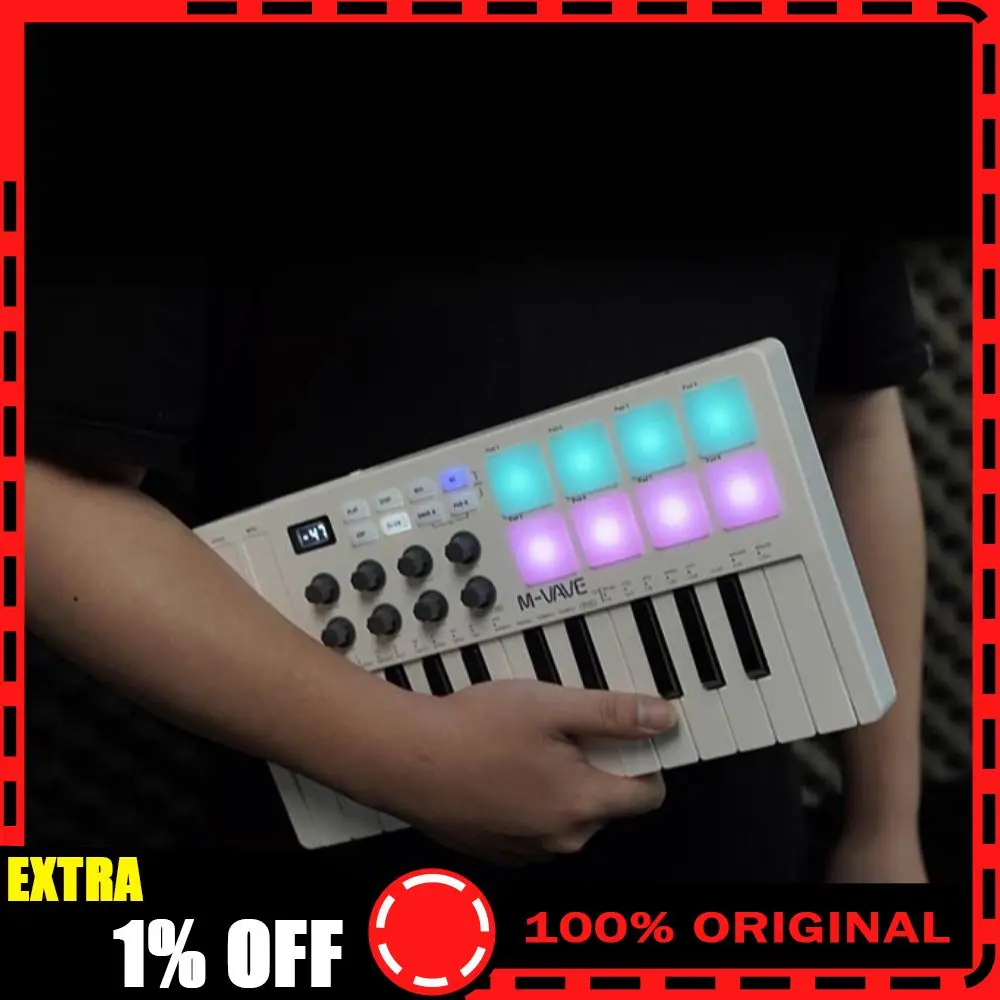 M-VAVE 25-Key MIDI Control Keyboard SMK-25 Bluetooth Wireless Keyboard MIDI Portable Keyboard MIDI Controller Rechargeable Music