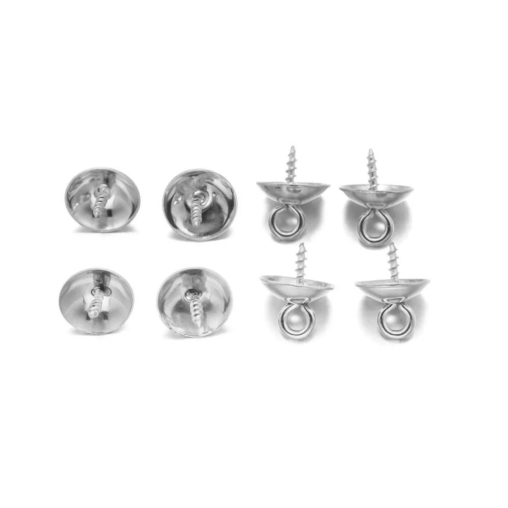 20 قطعة 4/5/6/8 مللي متر الفولاذ المقاوم للصدأ المسمار العين دبوس اللؤلؤ نهاية قبعات أعلى حفر قلادة موصل DIY بها بنفسك صنع المجوهرات اكسسوارات #3