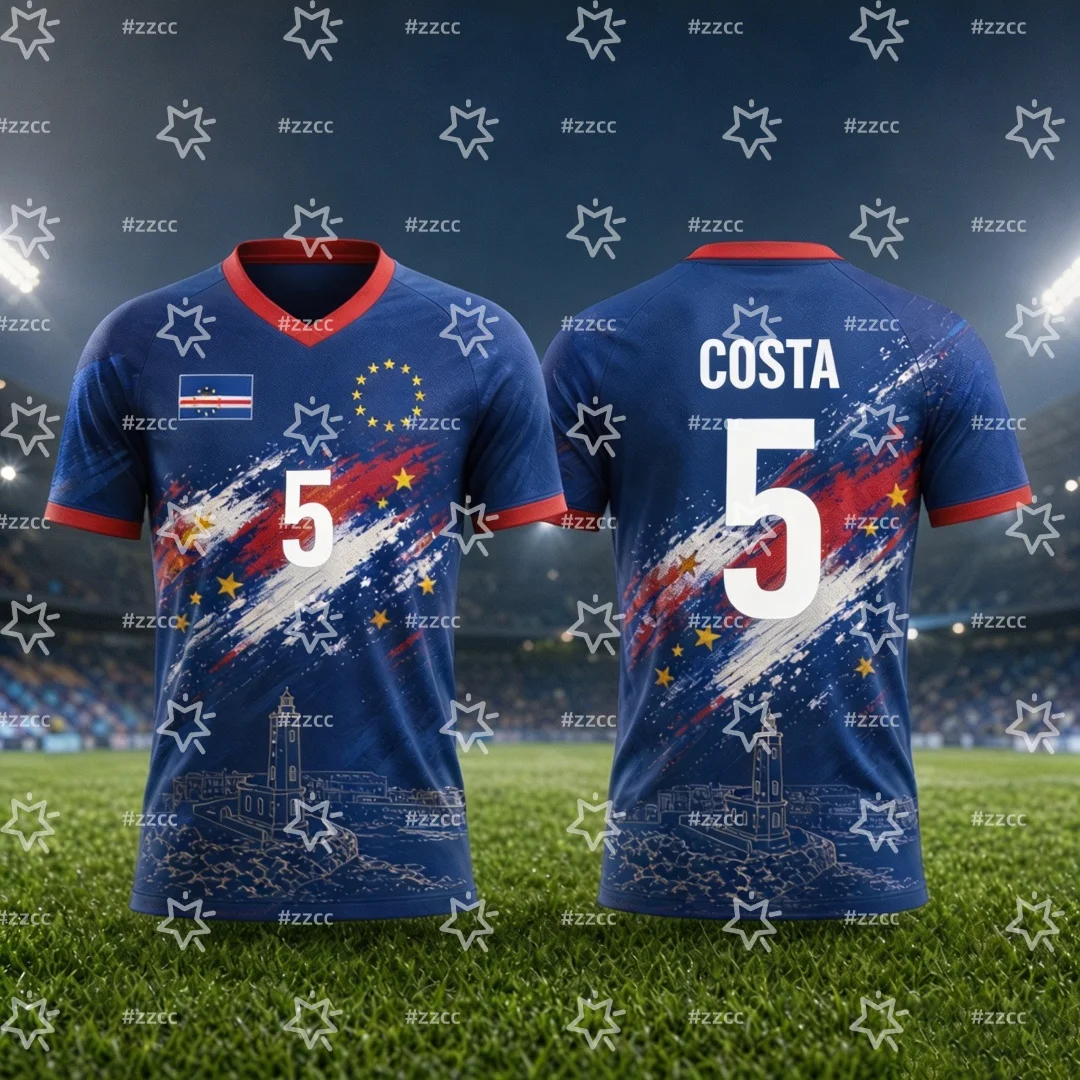 2026 Vozinha No.1 football jersey Cape Verde fan gift match Training kit Summer Sports Men's T-Shirt Kid's Clothing Tee Woman ﻿