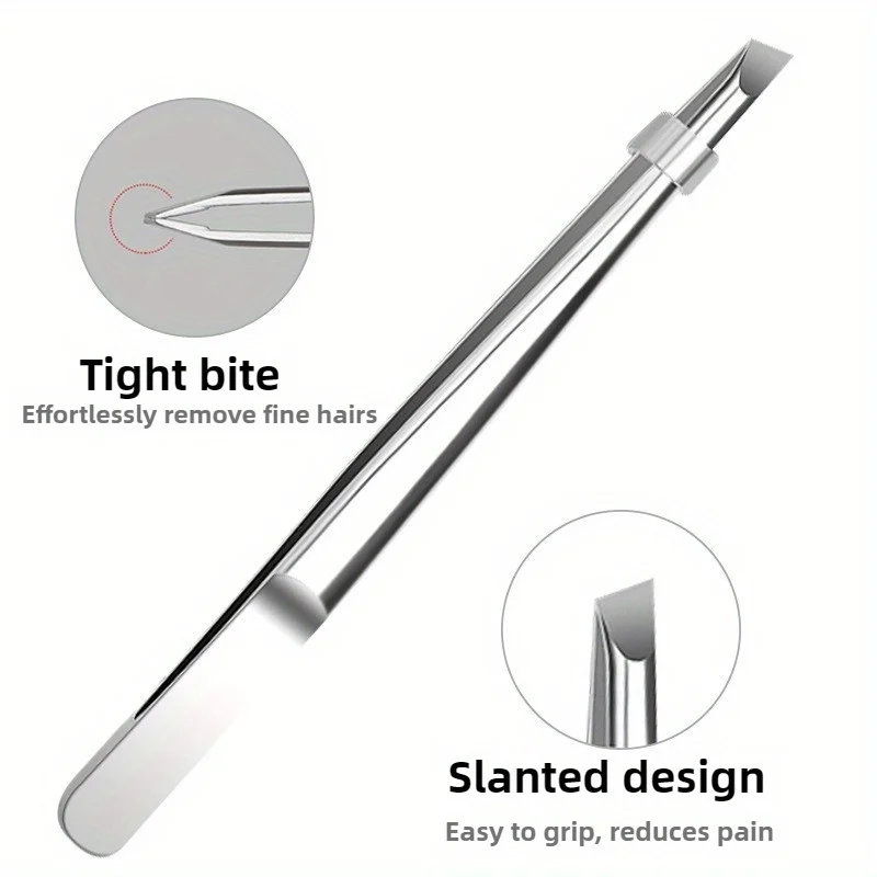 Professional Stainless Steel Tweezers for Eyebrows & Facial Hair Precision Tip Non-Slip Grip Eyebrow, Beard, Mustache Trimming