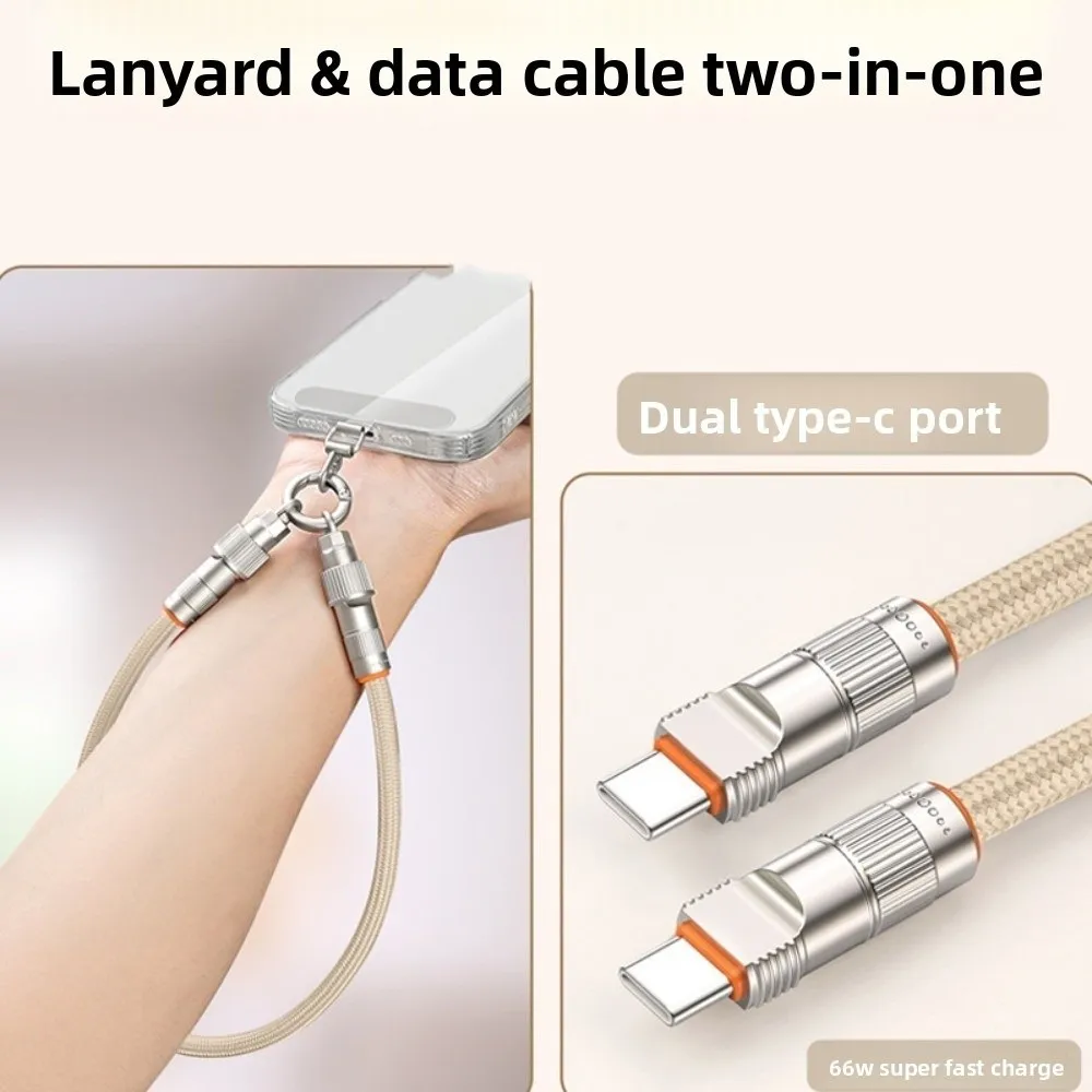 

Кабель для передачи данных типа C, ремешок для мобильного телефона PD66W, 2 в 1, ремешок для быстрой зарядки телефона, плетеная съемная веревка для подвешивания телефона