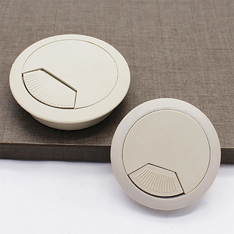 6Pcs 50Mm พลาสติก ABS สีขาวโต๊ะสายเคเบิล Grommet สาย Tidy เคเบิ้ลจัดโต๊ะคอมพิวเตอร์ตาราง
