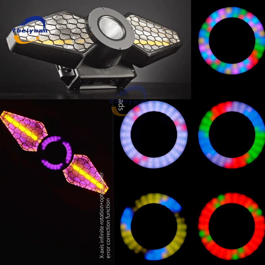 New Double Leaf Retro Light X Infinite Rotation RGB 3 in 1 With Strobe DMX 512 Control DJ Disco Bar Party Christmas Stage Light