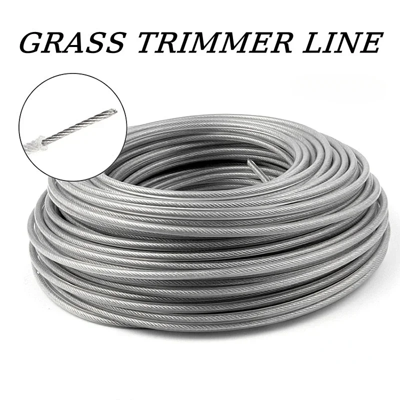 2.4/2.7/3.0/4.0mm*15m Trimmer Steel Nylon Wire Rope Cord Line Strimmer Brushcutter Long Round Roll Grass Replacement Wire About