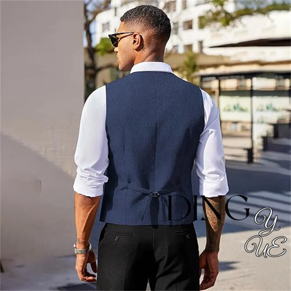 Gilet léger à double boutonnage pour hommes, glace trempée, coupe couvertes, robe de mariée