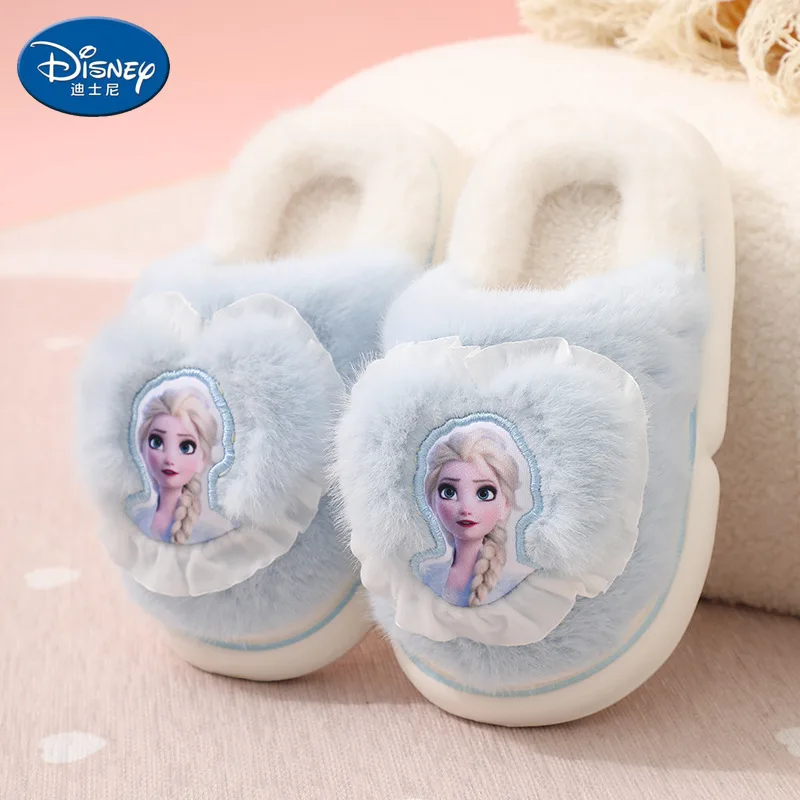 Zapatillas de algodón de Frozen para niñas de Disney, zapatos deportivos de fondo suave antideslizantes, regalo para niñas