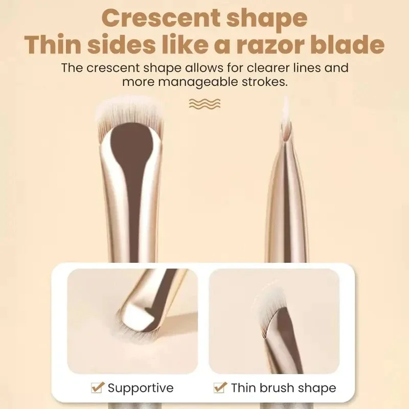2pcs Curved Eyeliner Makeup Brushes Eye Makeup Smudge Tools Precision Soft Eyeshadow Brush Sharp Thin Small Eye Cosmetic Tools