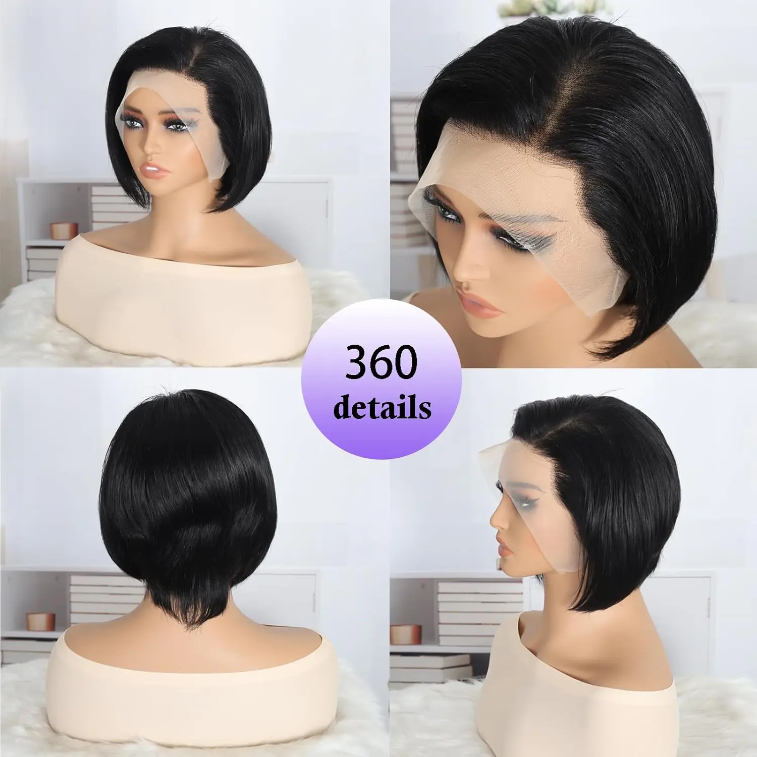 Pixie Cut Wig Human Hair Short Bob Lace Front Wigs for Black Women 13x4 HD Transparent Lace Front Wigs Straight Glueless Wigs