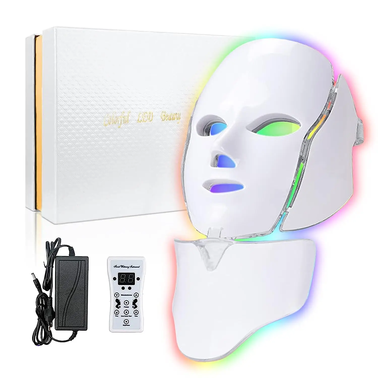 Mlike Beauty Factory 7 colors LED face mask with neck rejuvenating mask anti-pimples beauty equipment