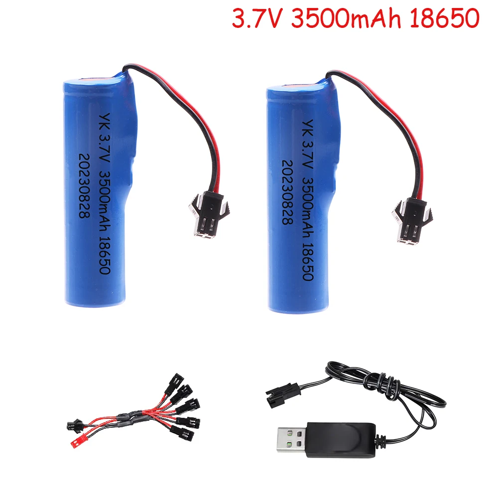 3.7V 3500mAh 18650 Lipo Battery and charger For DE45 Q70 D876 Q85 Rc Car Toys RC Boat Car Water soft Gun Battery Parts 20C 5PCS