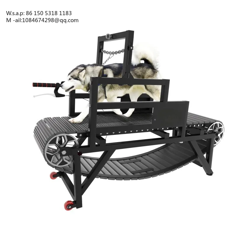 Adjustable Ramp Dog Treadmill for Medium & Large Dogs, Pet Running Machine with Soft Rubber Surface, Brake and Mobile Casters