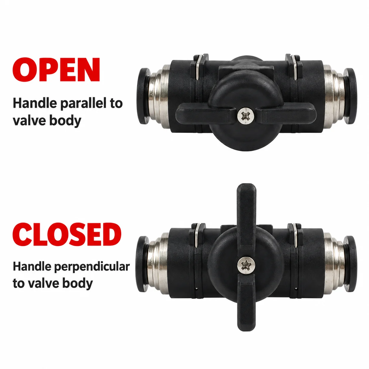 BUC Pneumatic Quick Connect Hand Valve 4 6 8 10 12mm Push Fit Inline Manual Ball Switch Air Flow Control Fitting for PU Tube
