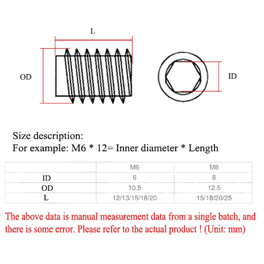 3-100Pcs Hex Embedded Nuts M6 M8 Galvanized Steel Hex Straight Through Socket Drive Insert Nut Threaded For Wood Furniture Nuts