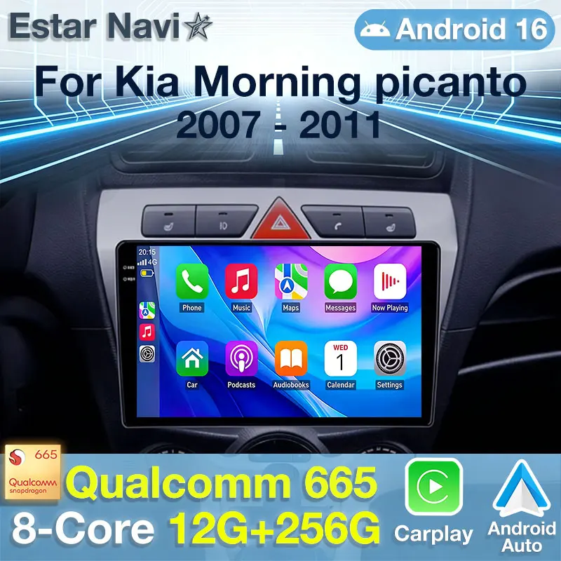 Android 16 Car Radio For Kia Morning picanto 2007 - 2011 GPS Multimedia Player Navi Head Unit 360 Camera Wireless Carplay DSP BT