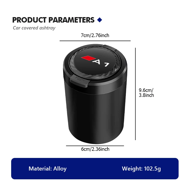 Car Portable Ashtray Garbag Can Multi-function Trash Bin For Audi TT A1 A2 A3 A4 A5 A6 A7 A8 RS Q5 Q3 view 6
