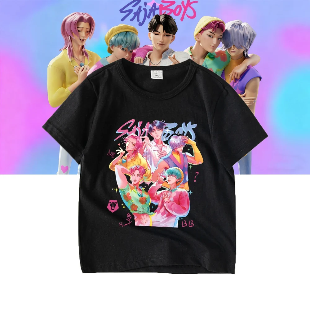 فيلم KPop شيطان الصيادين ساجا بنين الصودا البوب تي شيرت الأسرة مطابقة وتتسابق موضة الشارع الشهير الذكور عادية لينة تي شيرتات قطن #1