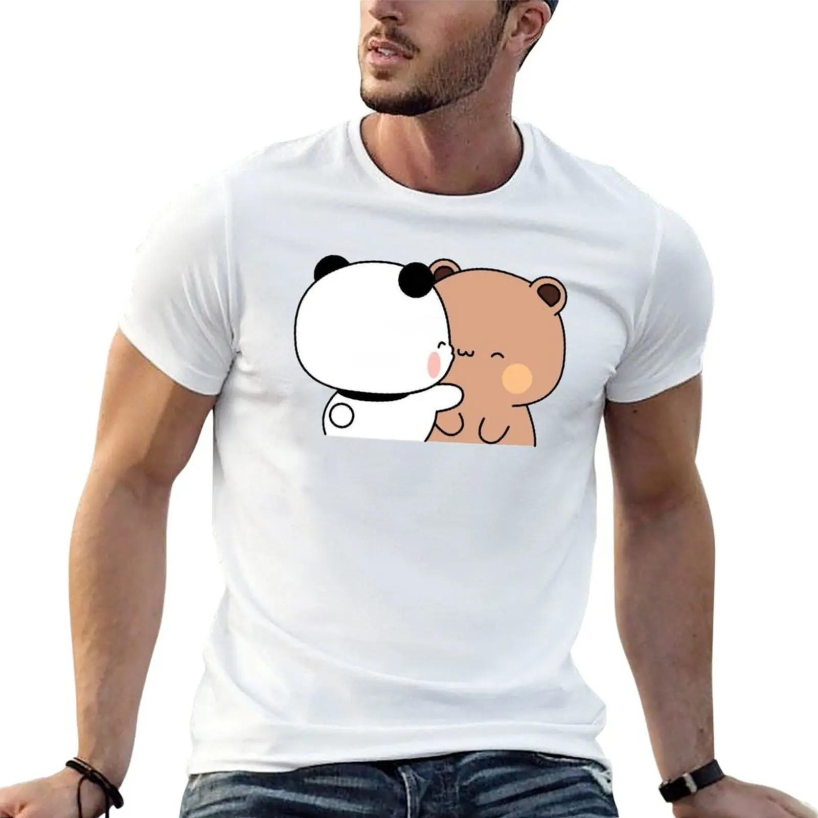

Love kiss from Panda BuBu to Bear DuDu T-Shirt funny t shirts dark humor t shirts for man pack cotton T-Shirt