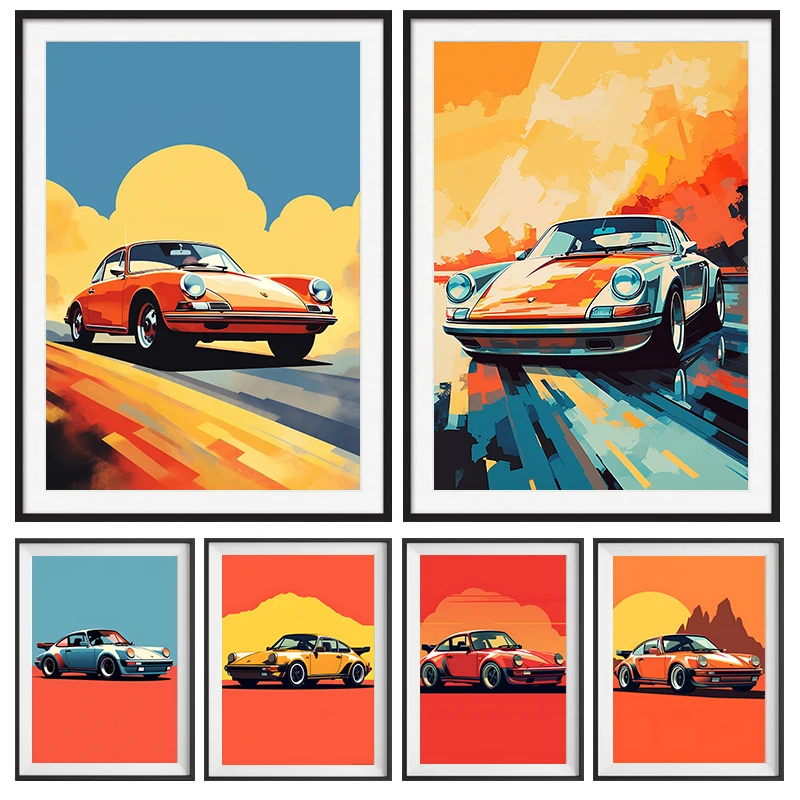 Modern Colorful Luxury Sports Car Poster Canvas Painting Aesthetic Wall Art Pictures for Living Room Home Interior Decor