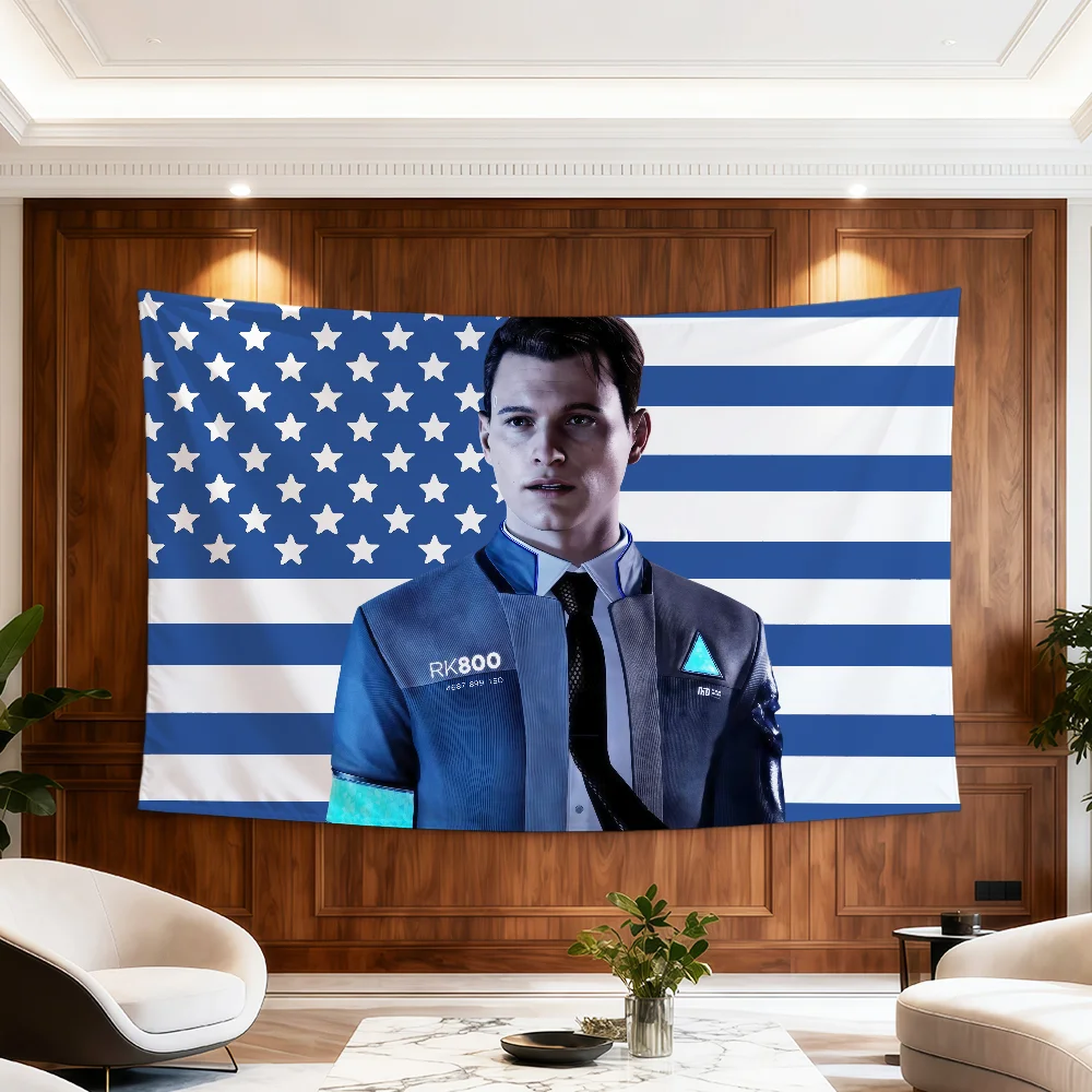 Game D-Detroit Become Human C-Connor Flagge für Zimmer, Wohnheim, Party, Hogar, Nachttisch, Wohnzimmer, Wandbehang, Gartendekoration, Banner, Geschenk – Detail 8