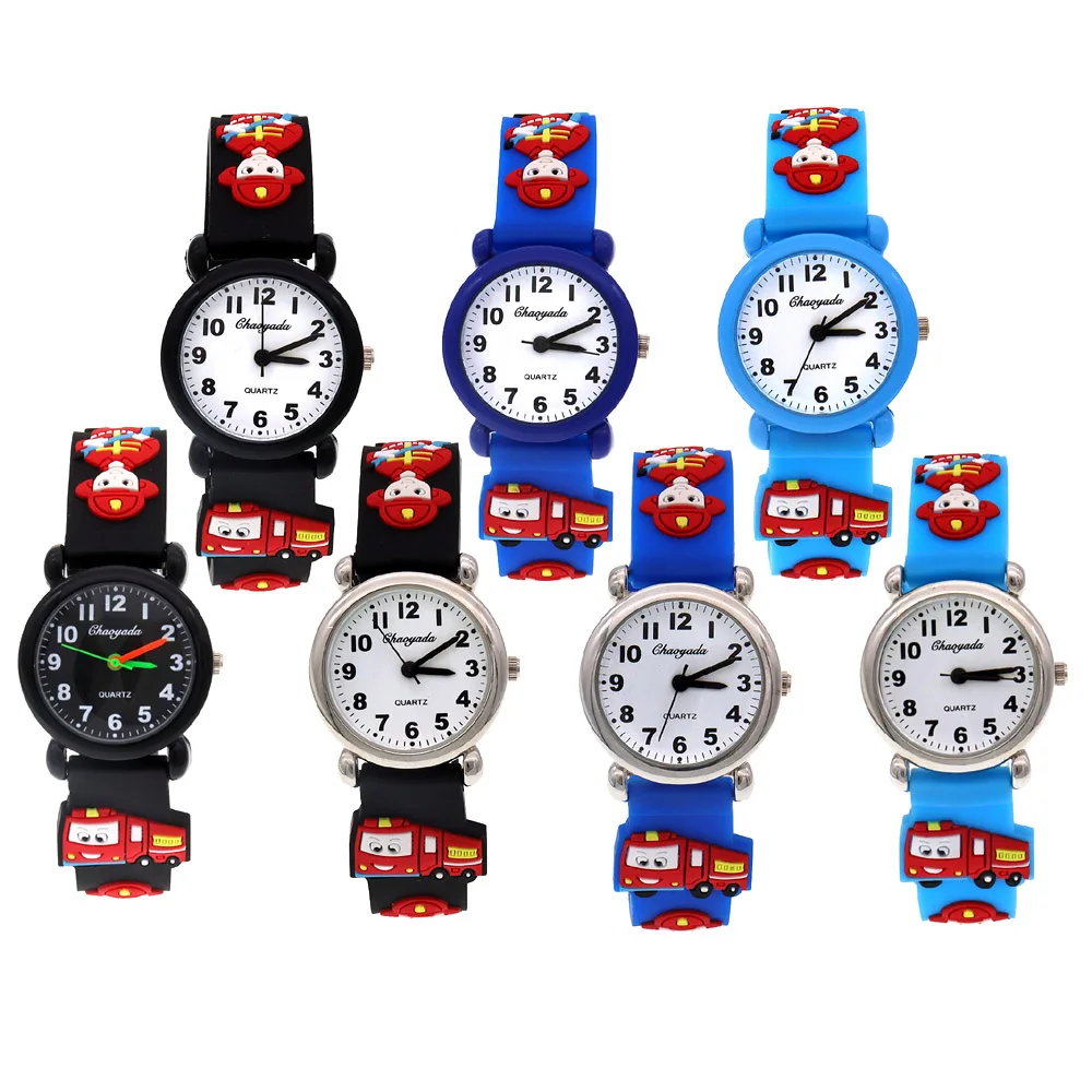 7Pcs Kids Quartz Watches Digital Waterproof Silicone Strap Clocks for Boys Students Watch