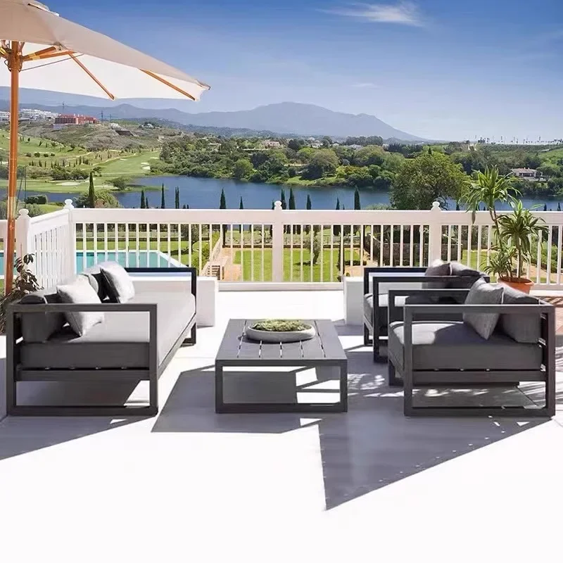 Outdoor rattan sofa combination villa courtyard garden open-air leisure rattan chair designer model room outdoor furniture