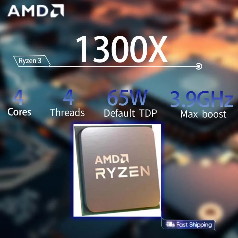 

AMD Ryzen 3 1300X R3 1300X Processor 3.4GHz--3.9GHz 4-Core 4-Thread CPU Processor