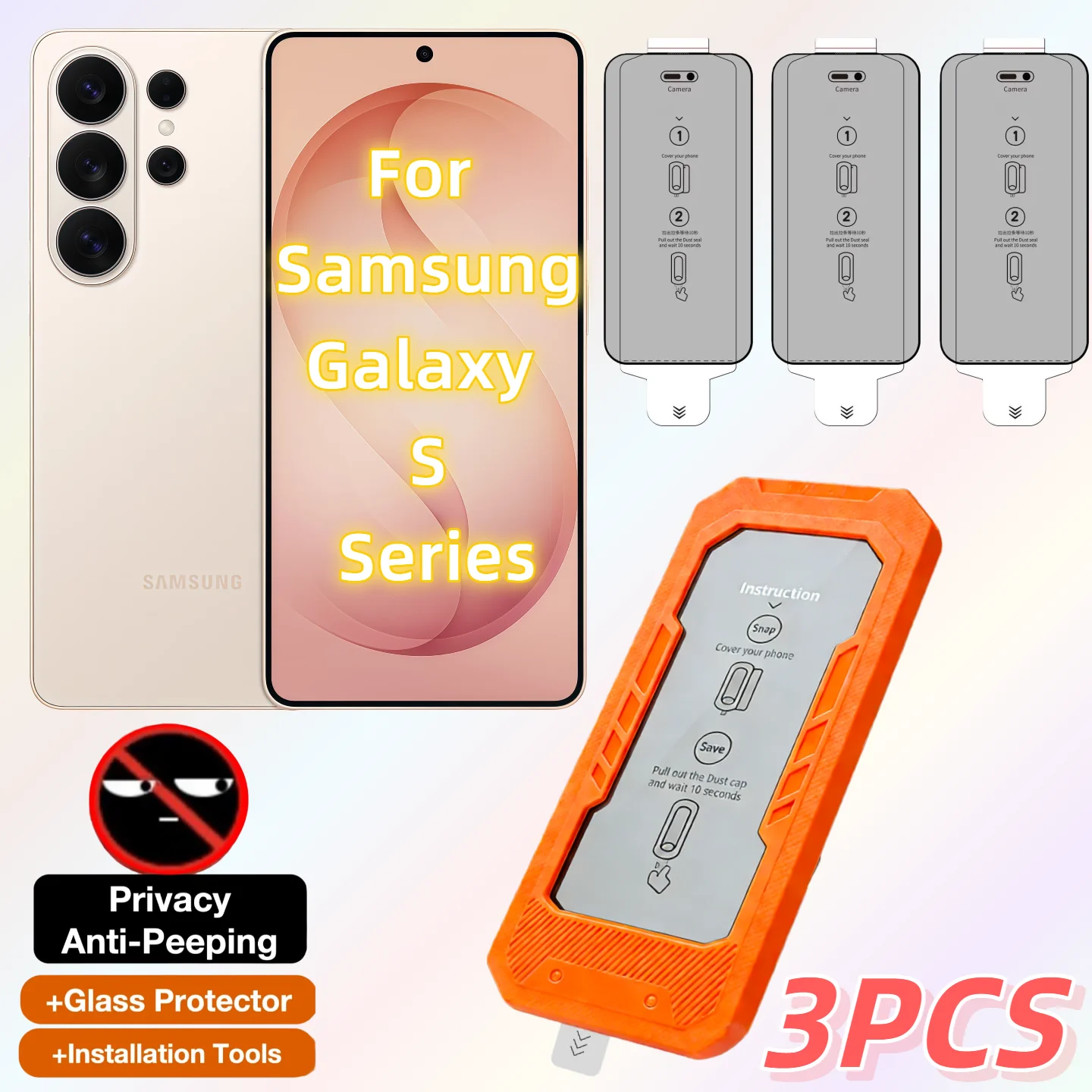 

3-Pack Privacy Screen Protector Tempered Glass for Galaxy S26/S26 Plus/S25/S25 Plus/S25 Ultra/S24/S24 Plus/S24 Ultra