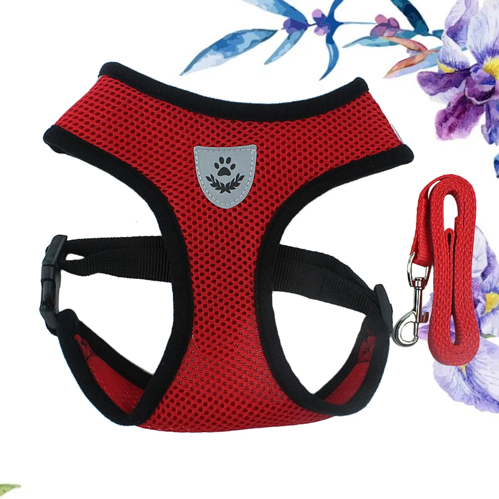 

Pet Harness Vest Breathable Mesh Supplies Dogs Leash Collars Back Chest Strap Reflective