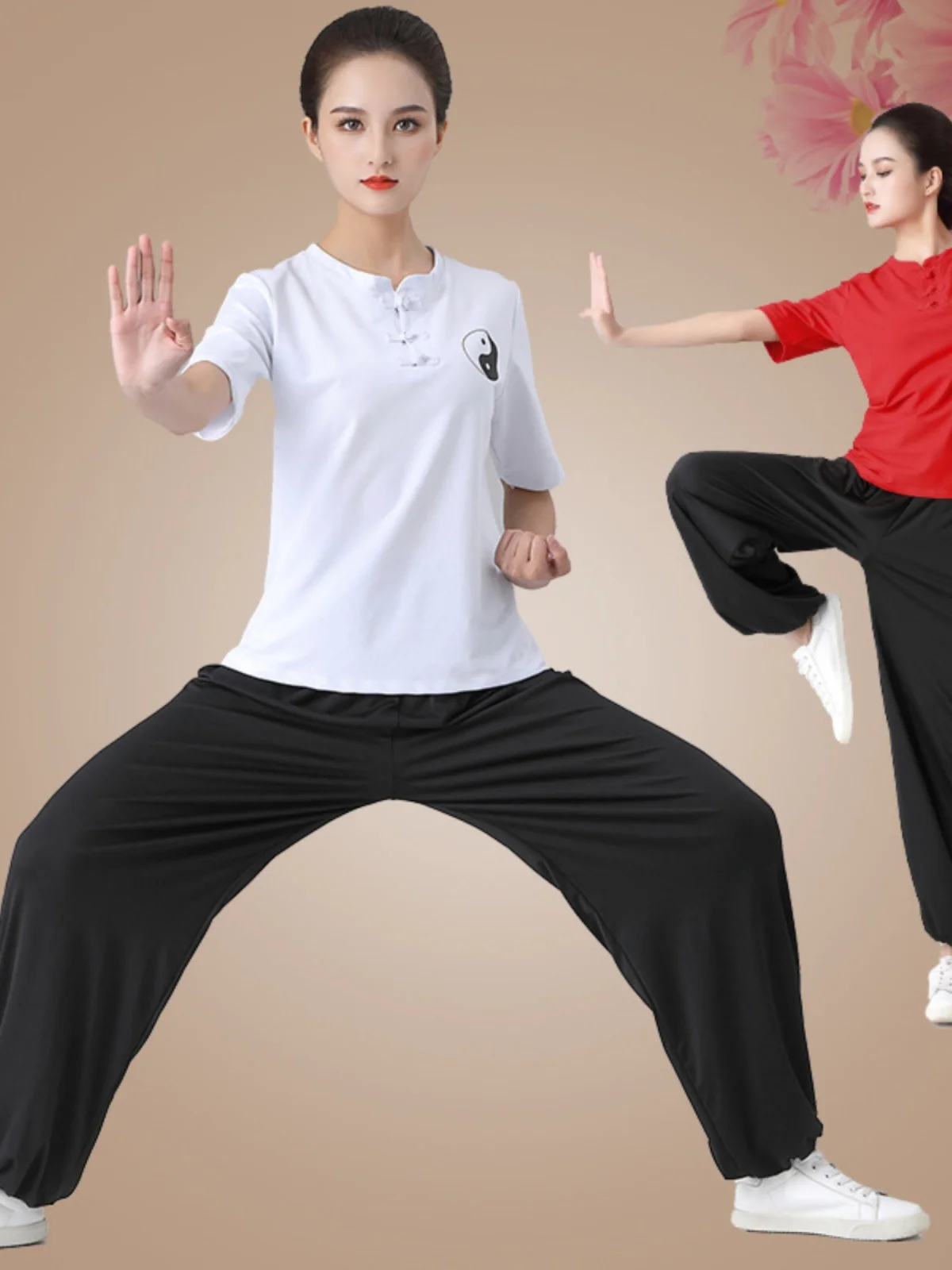 Tai Chi Practice Uniform Short Sleeve Martial Arts Clothing Men's Women's Summer New Style Tai Chi Training Pants Fitness Spo...